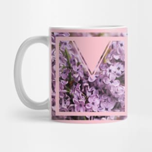 Letter M/V purple flowers Mug